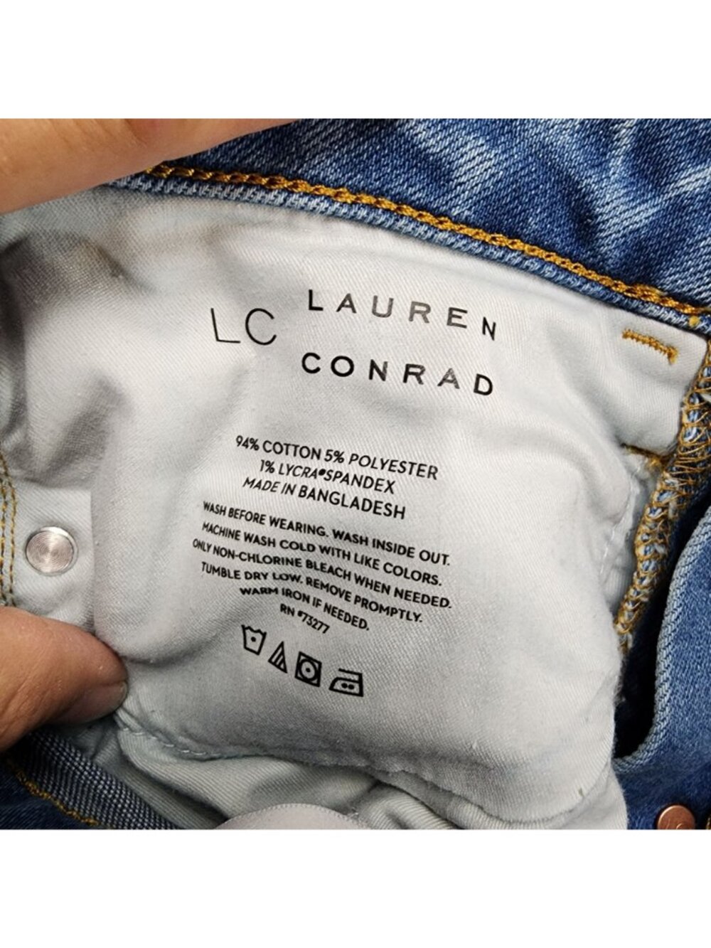 Lauren Conrad Shorts Womens 2 Petite Blue Stretch Denim Button Fly Cutoff - Picture 10 of 12